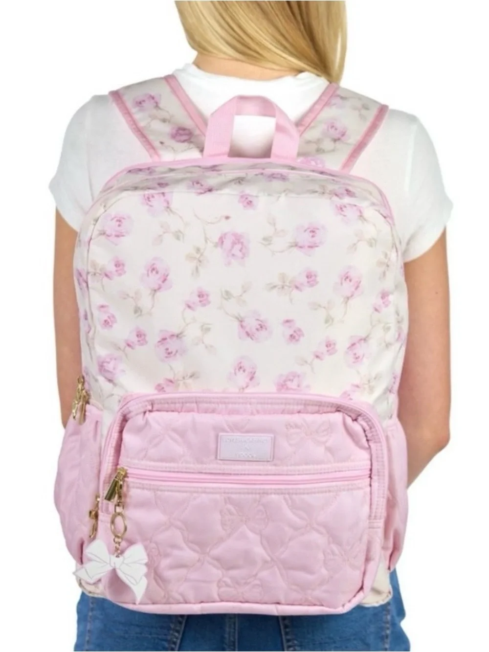 Pink Floral Kids Backpack - Soft Pink Floral Pattern